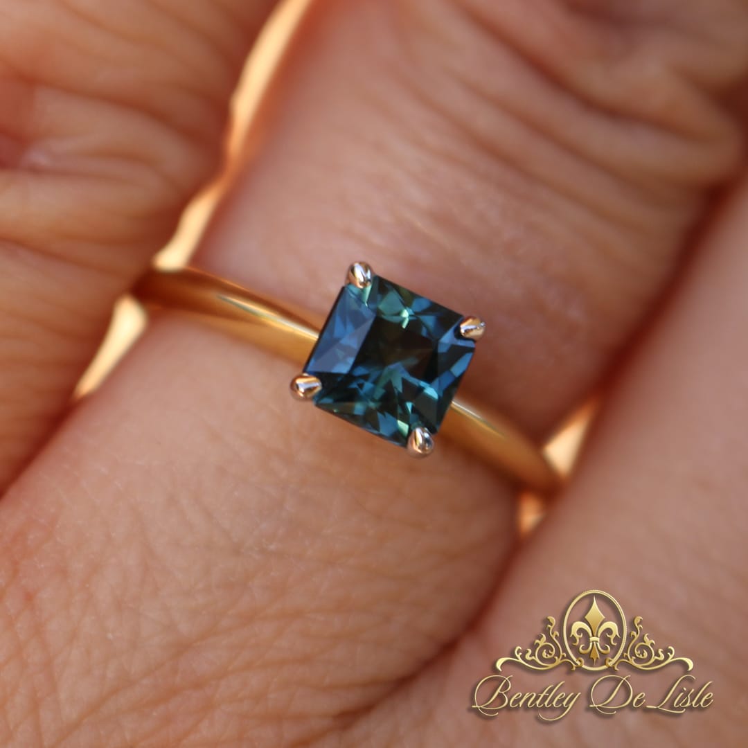 Blue Sapphire Princess Cut Solitaire Ring Bentley De Lisle