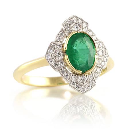 Art-deco-oval-emerald-diamond-ring-two-tone-bentley-de-lisle
