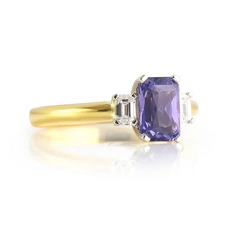 Violet Emerald Cut Sapphire Ring Bentley De Lisle
