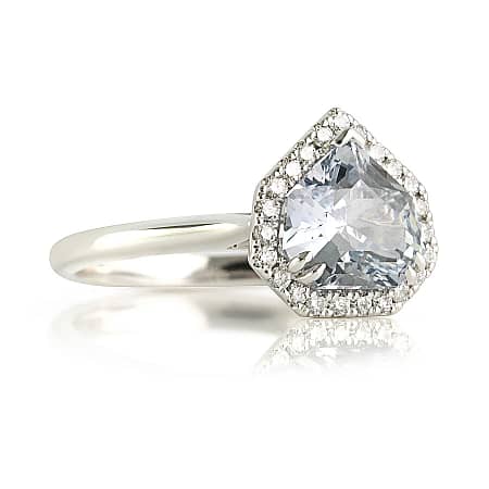 Aqua Blue Sapphire Diamond Halo Ring Bentley De Lisle